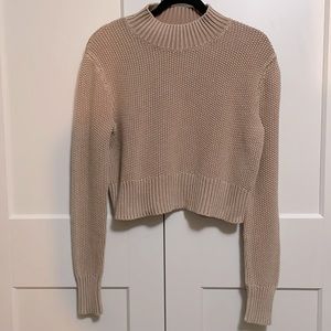 Kendall & Kylie mock neck cropped sweater. Tan. Small. NWT